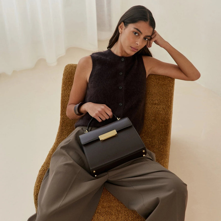 Capucine Gold Edition - Cuir Box Chocolat Ateliers Auguste