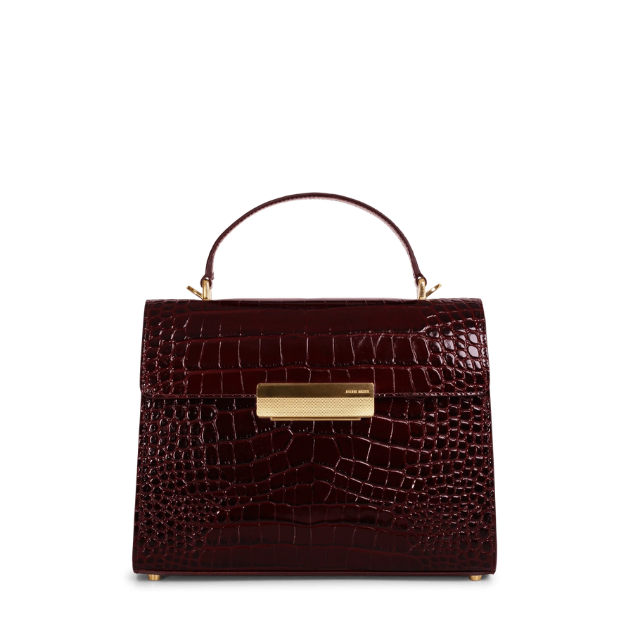 Capucine Gold Edition - Cuir Embossé Croco Bordeaux Ateliers Auguste