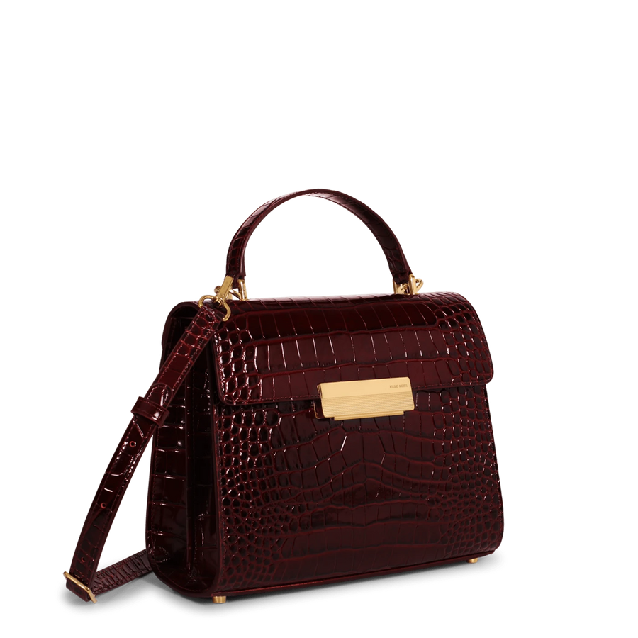 Capucine Gold Edition - Cuir Embossé Croco Bordeaux Ateliers Auguste