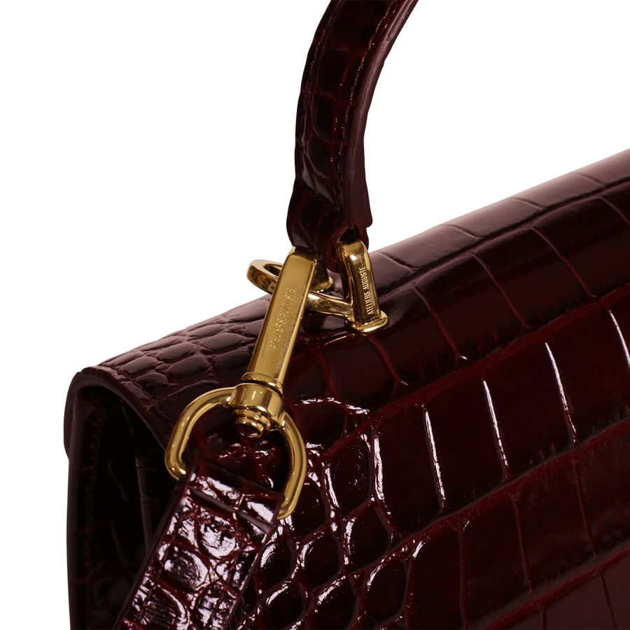 Capucine Gold Edition - Cuir Embossé Croco Bordeaux Ateliers Auguste