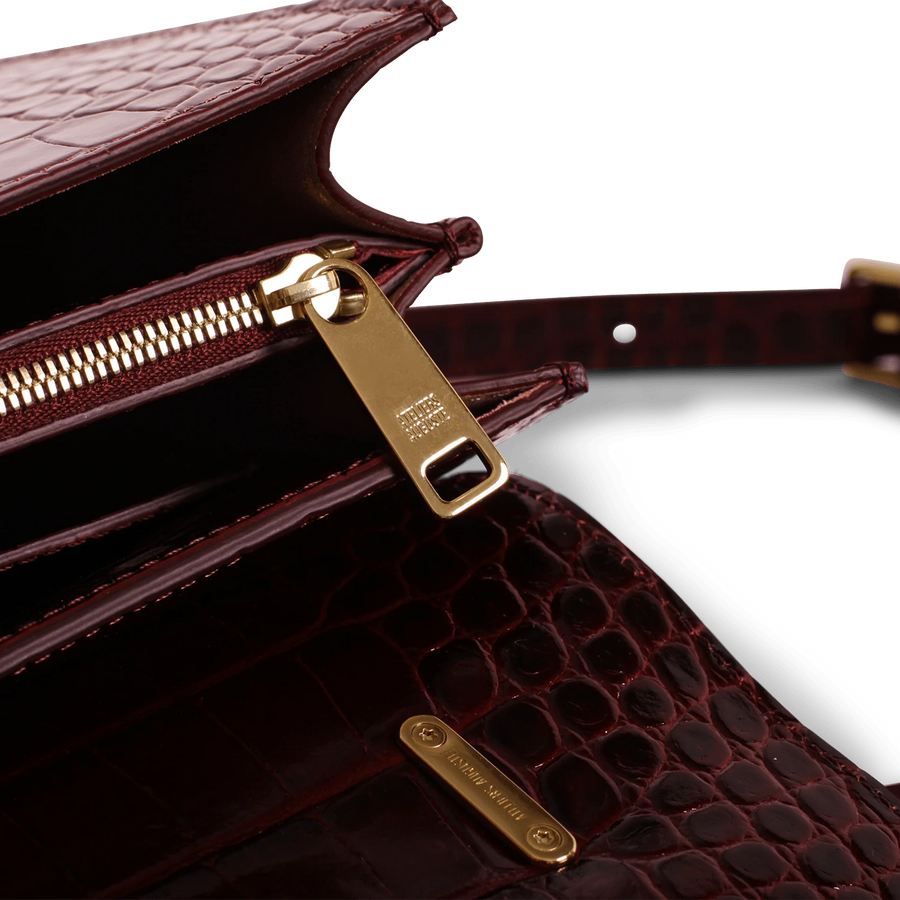 Capucine Gold Edition - Cuir Embossé Croco Bordeaux Ateliers Auguste