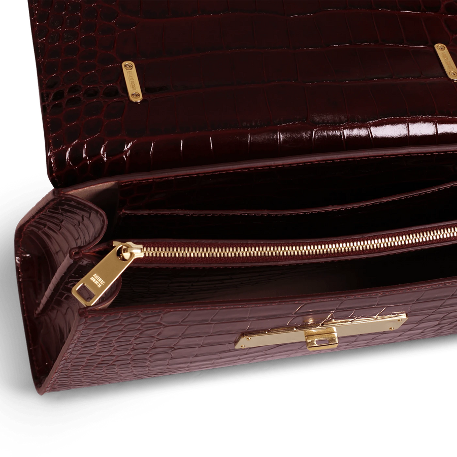Capucine Gold Edition - Cuir Embossé Croco Bordeaux Ateliers Auguste