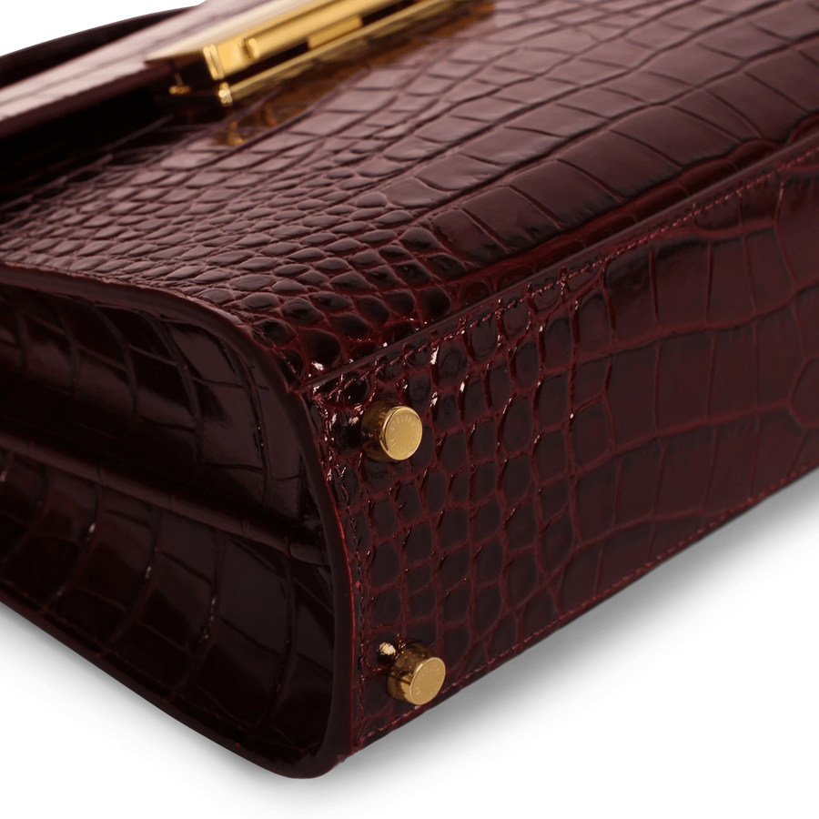 Capucine Gold Edition - Cuir Embossé Croco Bordeaux Ateliers Auguste
