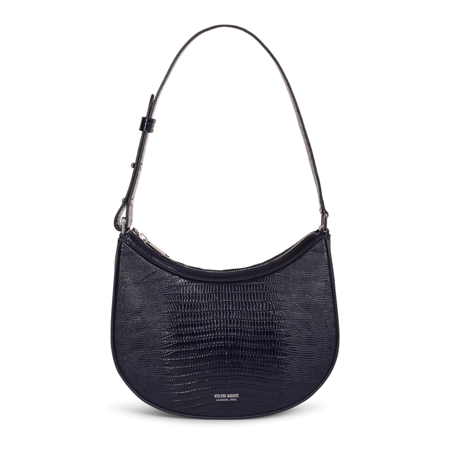 Marceau Silver Edition - Cuir Embossé Lézard Bleu Nuit Ateliers Auguste