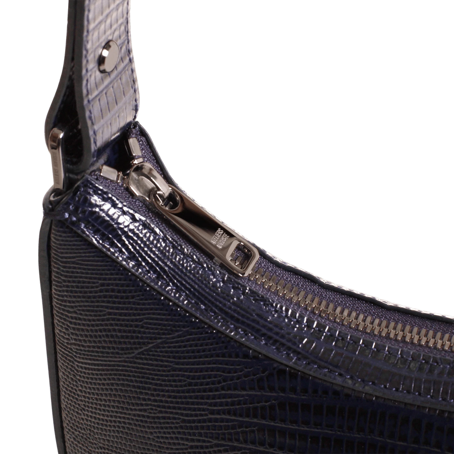 Marceau Silver Edition - Cuir Embossé Lézard Bleu Nuit Ateliers Auguste