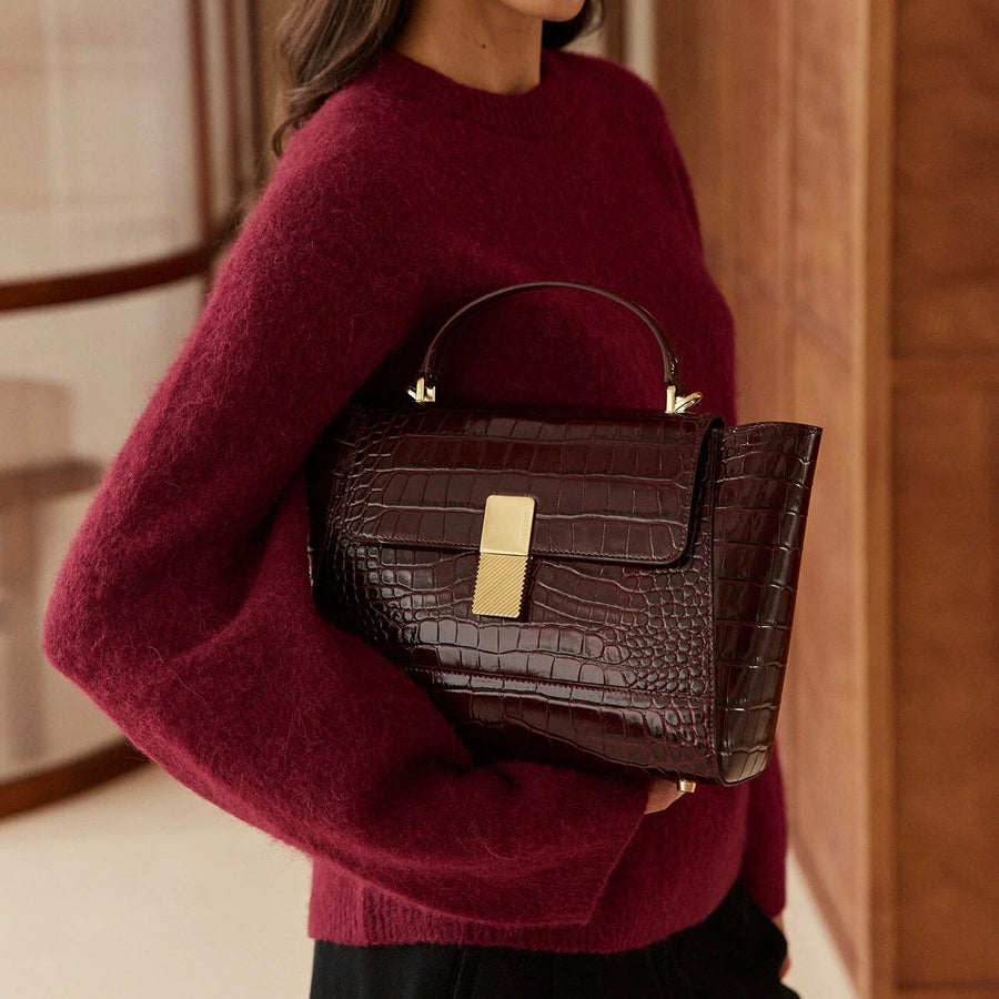 Marly Gold Edition - Cuir Embossé Croco Bordeaux Ateliers Auguste