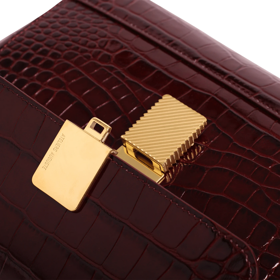 Mini Marly Gold Edition - Cuir Embossé Croco Bordeaux Ateliers Auguste
