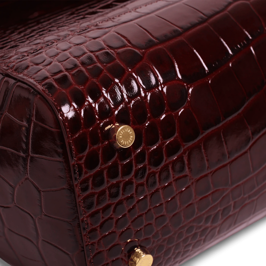 Mini Marly Gold Edition - Cuir Embossé Croco Bordeaux Ateliers Auguste