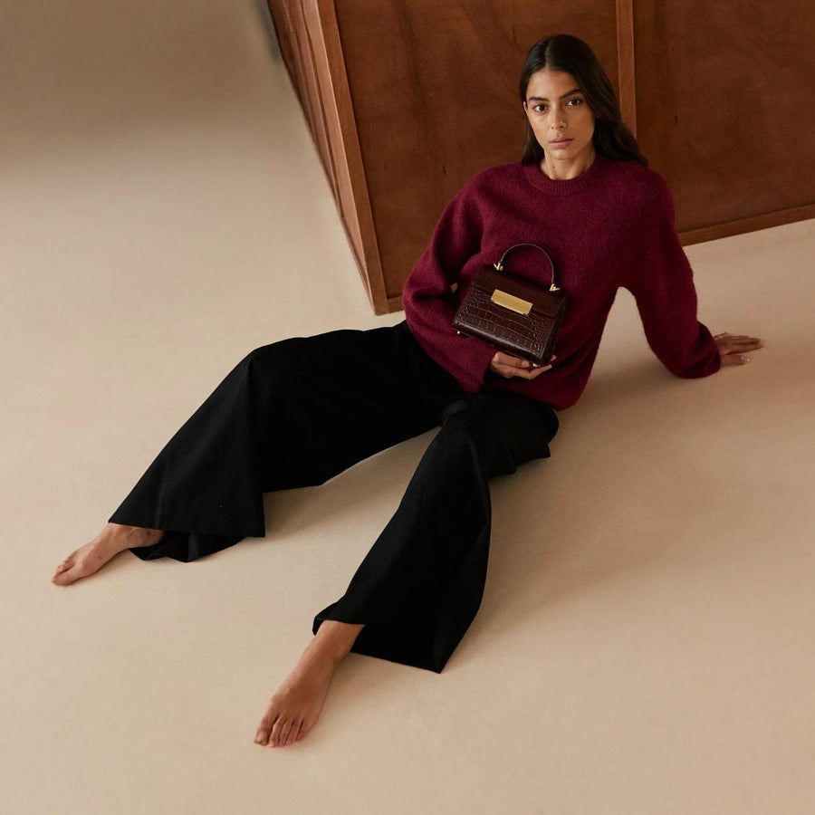 Mini Capucine Gold Edition - Cuir Embossé Croco Bordeaux Ateliers Auguste