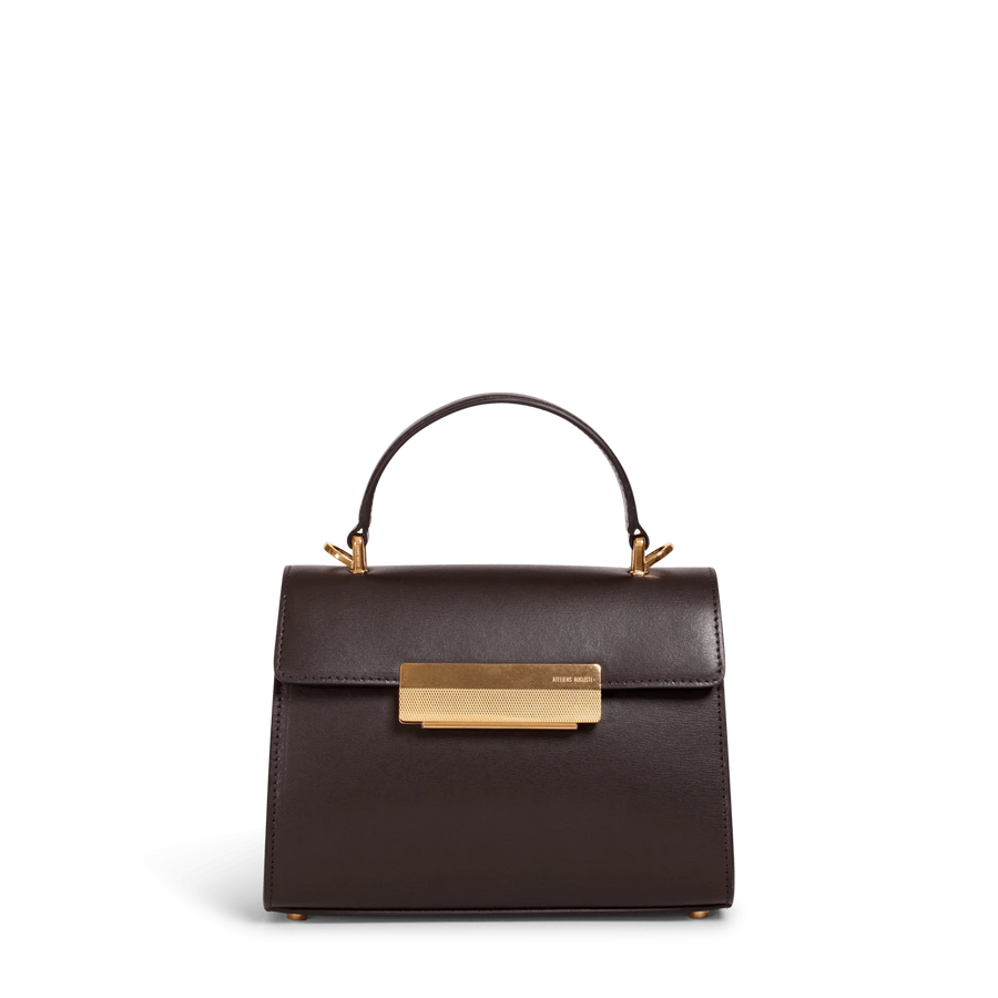 Mini Capucine Gold Edition - Cuir Box Chocolat Ateliers Auguste