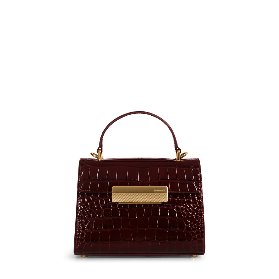 Mini Capucine Gold Edition - Cuir Embossé Croco Bordeaux Ateliers Auguste