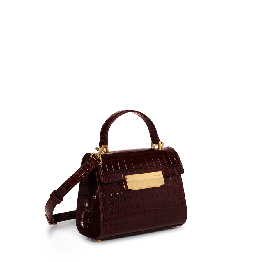 Mini Capucine Gold Edition - Cuir Embossé Croco Bordeaux Ateliers Auguste