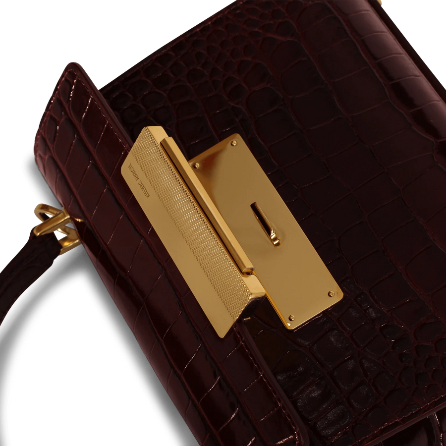 Mini Capucine Gold Edition - Cuir Embossé Croco Bordeaux Ateliers Auguste