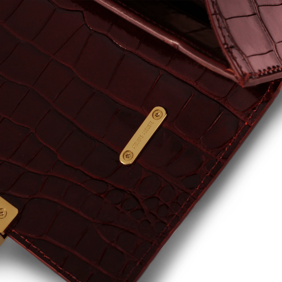 Mini Capucine Gold Edition - Cuir Embossé Croco Bordeaux Ateliers Auguste