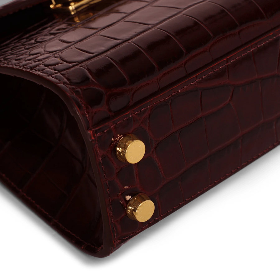 Mini Capucine Gold Edition - Cuir Embossé Croco Bordeaux Ateliers Auguste