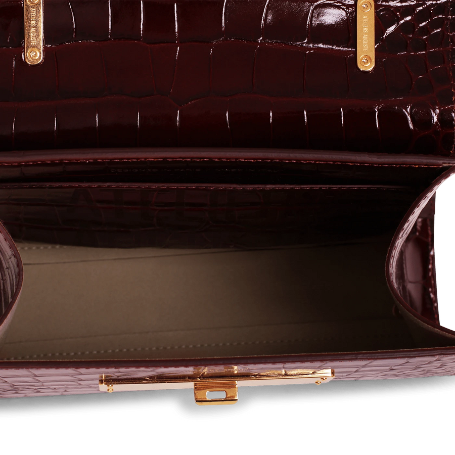 Mini Capucine Gold Edition - Cuir Embossé Croco Bordeaux Ateliers Auguste