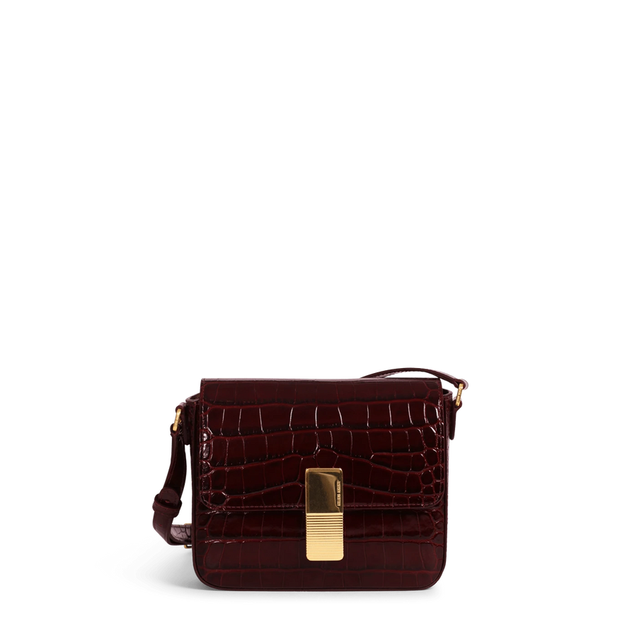 Mini Monceau Gold Edition - Cuir Embossé Croco Bordeaux Ateliers Auguste