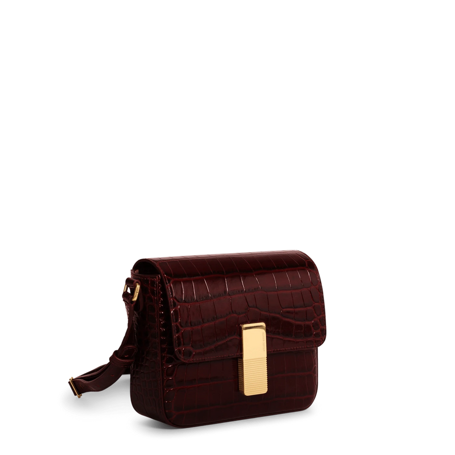 Mini Monceau Gold Edition - Cuir Embossé Croco Bordeaux Ateliers Auguste