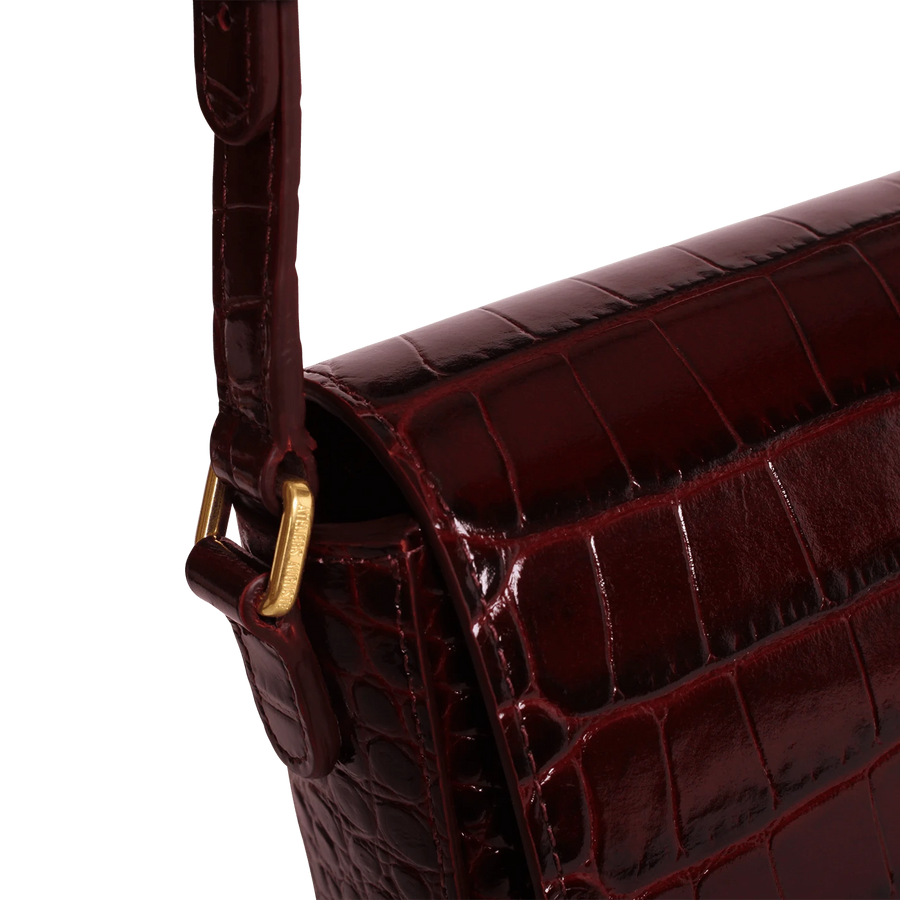 Mini Monceau Gold Edition - Cuir Embossé Croco Bordeaux Ateliers Auguste