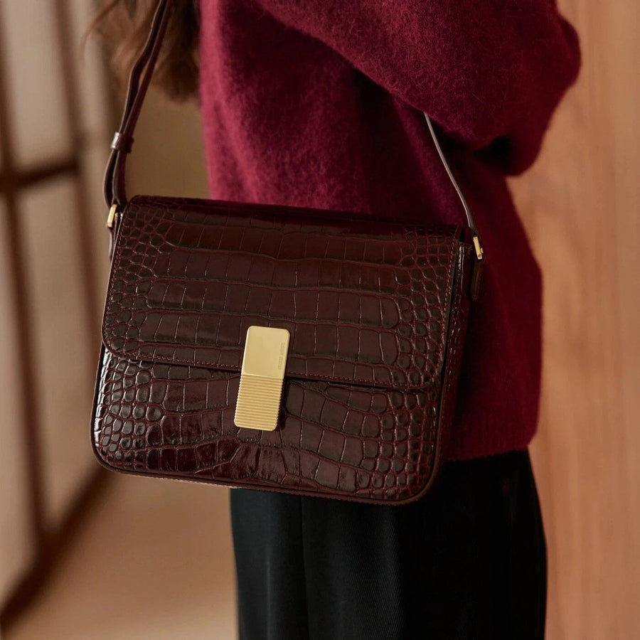 Monceau Gold Edition - Cuir Embossé Croco Bordeaux Ateliers Auguste