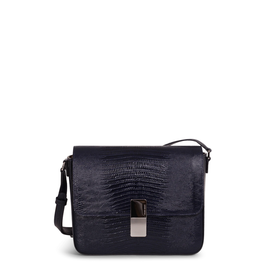 Monceau Silver Edition - Cuir Embossé Lézard Bleu Nuit Ateliers Auguste