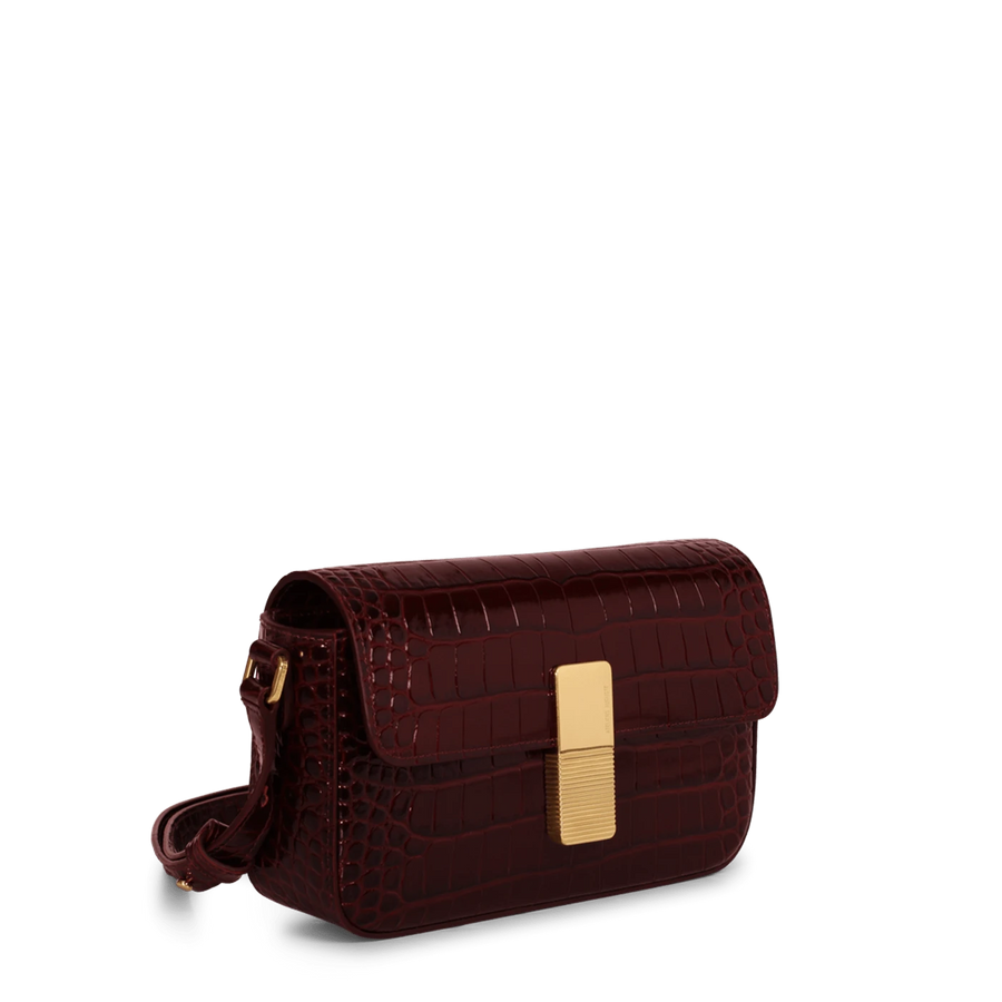 Monceau Baguette Gold Edition - Cuir Embossé Croco Bordeaux Ateliers Auguste