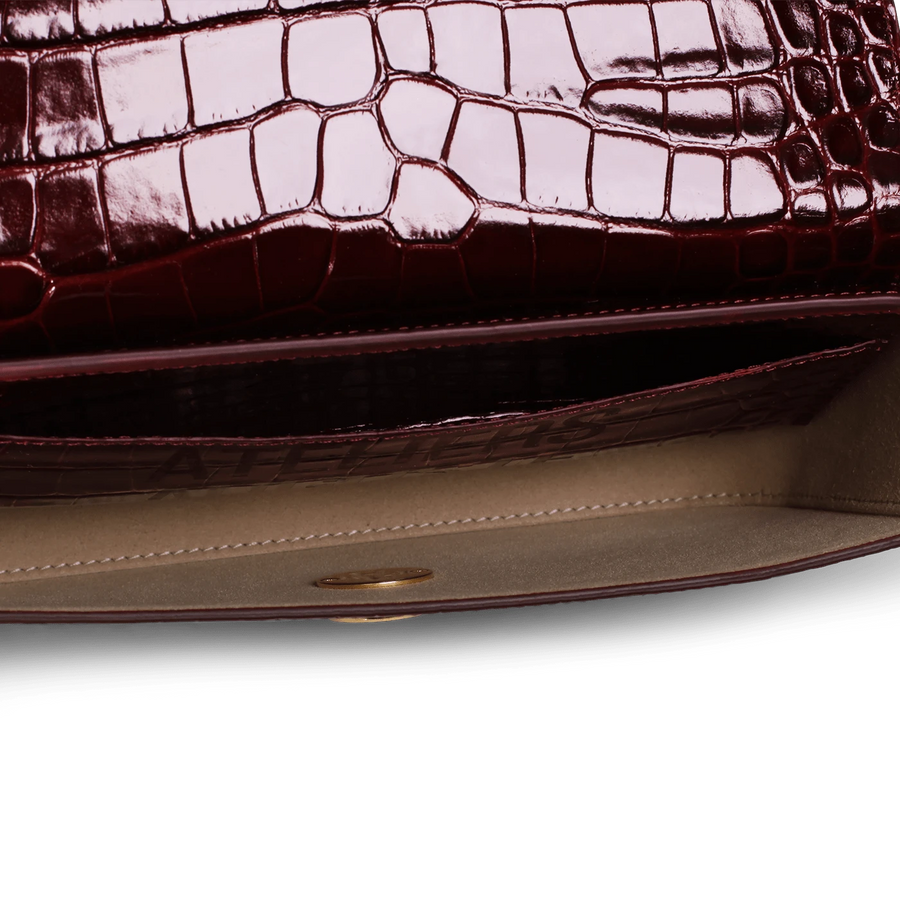 Monceau Baguette Gold Edition - Cuir Embossé Croco Bordeaux Ateliers Auguste