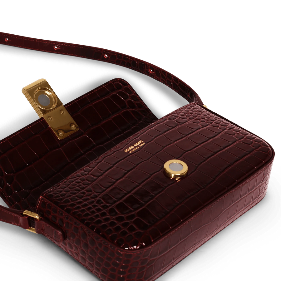Monceau Baguette Gold Edition - Cuir Embossé Croco Bordeaux Ateliers Auguste