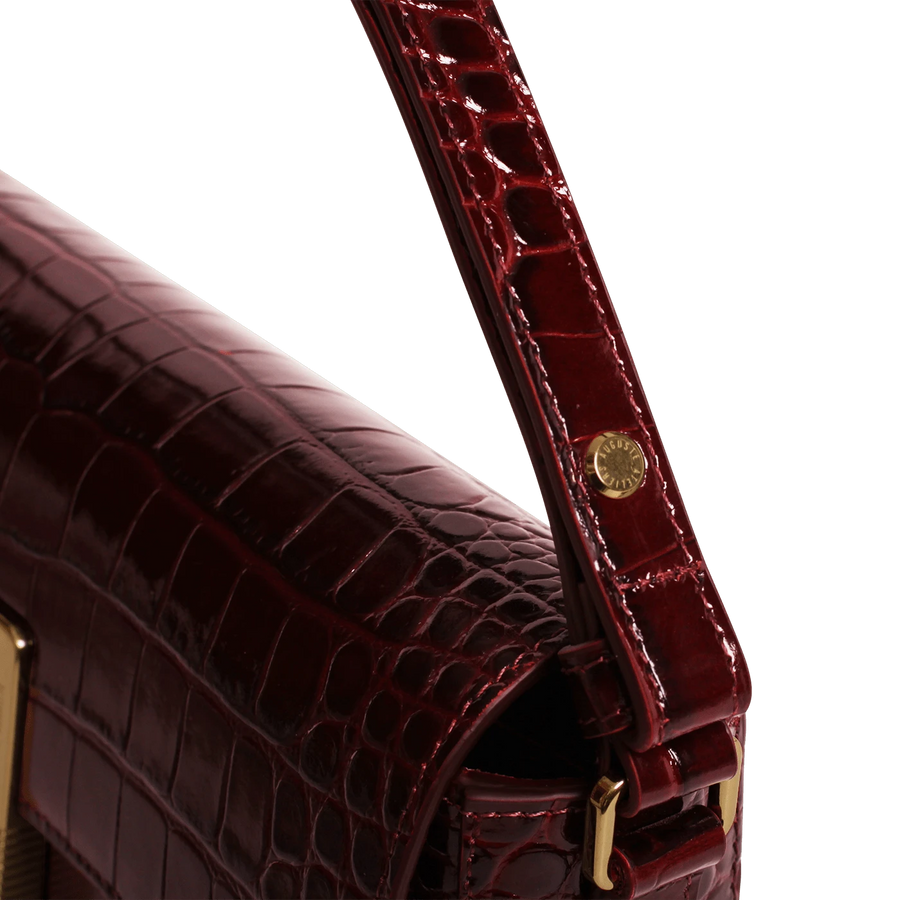 Monceau Baguette Gold Edition - Cuir Embossé Croco Bordeaux Ateliers Auguste