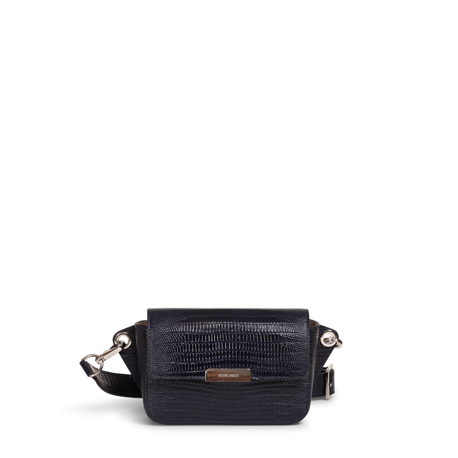 Roquette Silver Edition - Cuir Embossé Lézard Bleu Nuit Ateliers Auguste