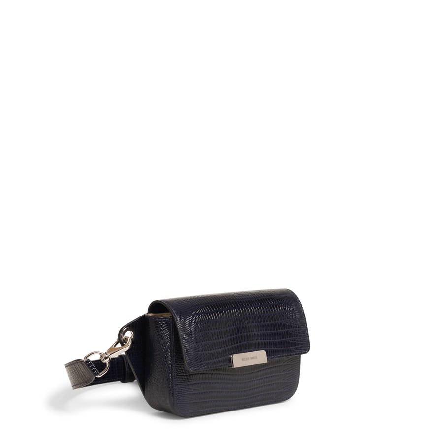 Roquette Silver Edition - Cuir Embossé Lézard Bleu Nuit Ateliers Auguste