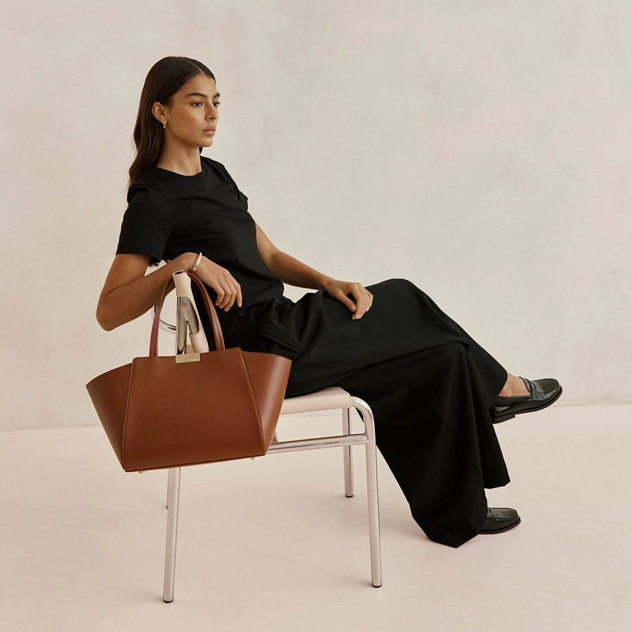 Sévigné Cabas - Cuir Box Camel Ateliers Auguste