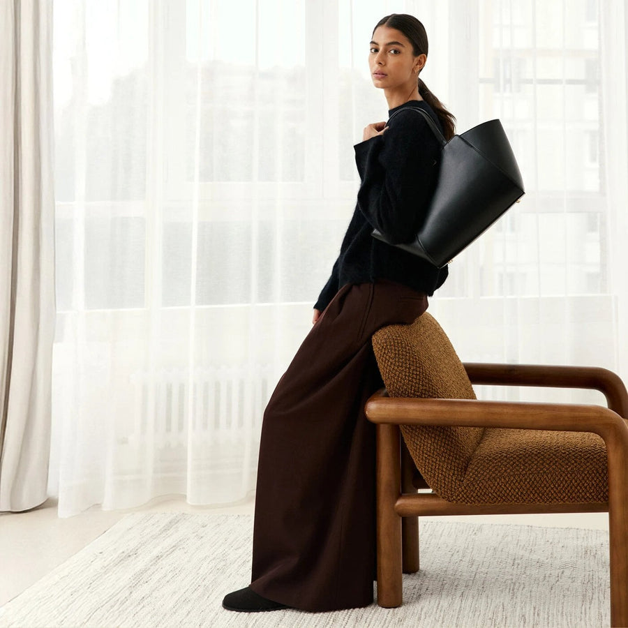 Sévigné Cabas - Cuir Box Noir Ateliers Auguste