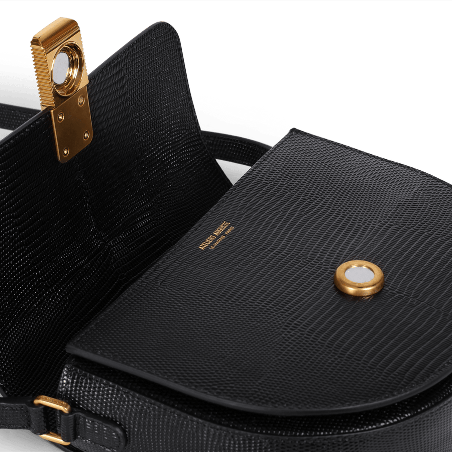 Sully Gold Edition - Cuir Embossé Lézard Noir Ateliers Auguste