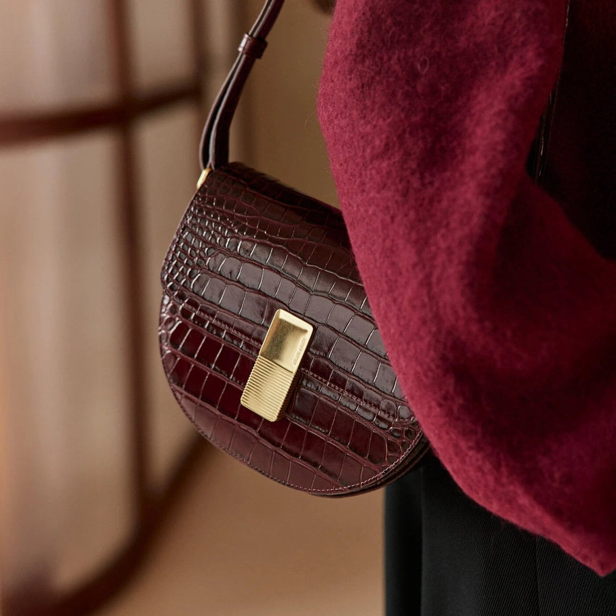 Sully Gold Edition - Cuir Embossé Croco Bordeaux Ateliers Auguste