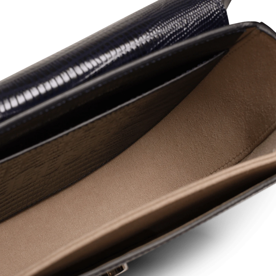 Sully Silver Edition - Cuir Embossé Lézard Bleu Nuit Ateliers Auguste