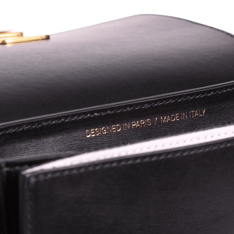 sac demi lune Mini Sully Gold Edition - Cuir Box Noir Ateliers Auguste