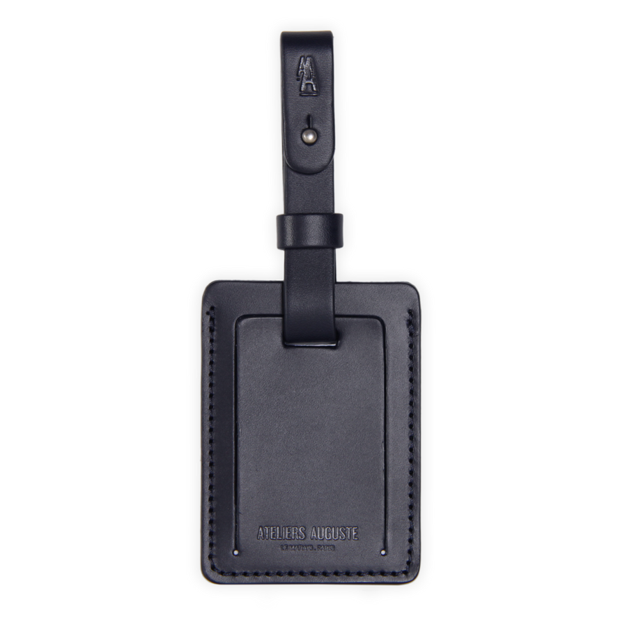 Black Smooth Calf Leather Luggage Tag